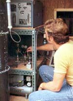 Data collected by the instrument, being adjusted by Dave, is retrieved "on call" by a computer over leased telephone lines