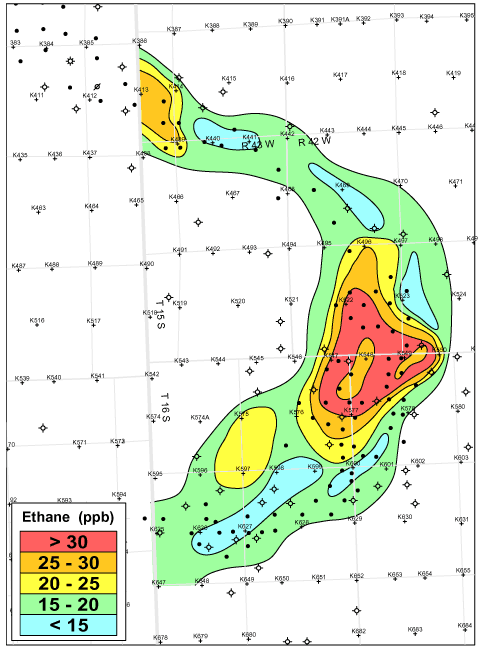 Stockholm Field - Ethane Magnitude Contour Map